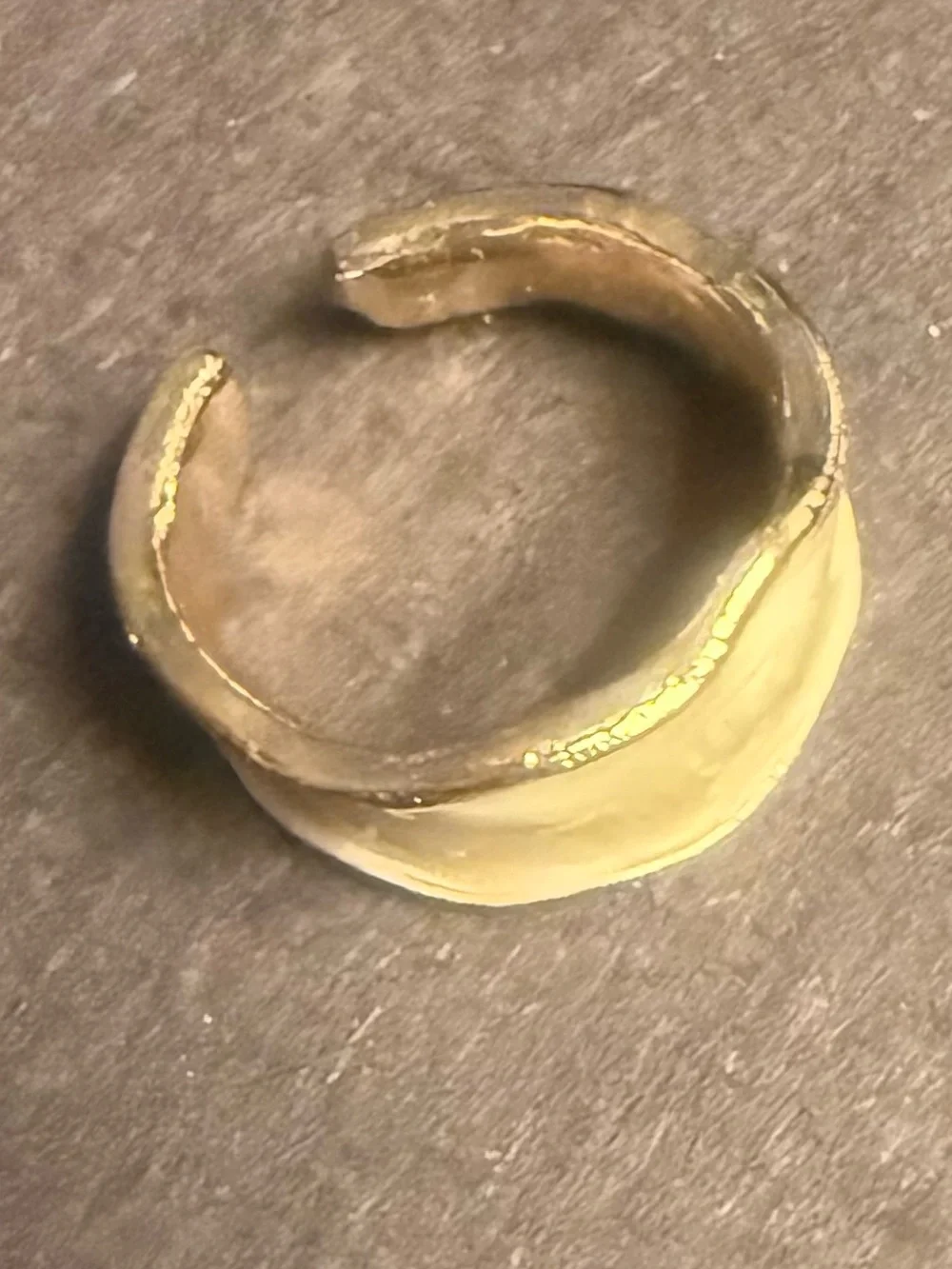 Cream Enamel Gold-Trim Wave Ring - Women Jewelry